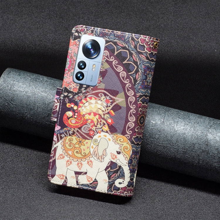 Colored Drawing Pattern Zipper Leather Phone Case, For Xiaomi 12 Pro