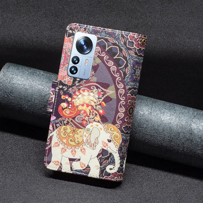 Colored Drawing Pattern Zipper Leather Phone Case, For Xiaomi 12 Pro