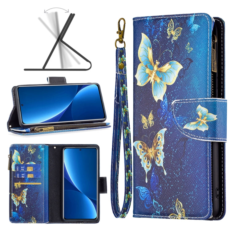 Colored Drawing Pattern Zipper Leather Phone Case, For Xiaomi 12 Pro