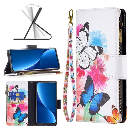 Colored Drawing Pattern Zipper Leather Phone Case, For Xiaomi 12 Pro