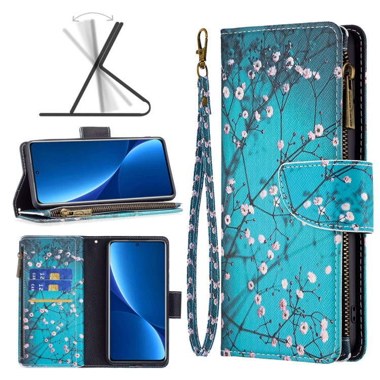Colored Drawing Pattern Zipper Leather Phone Case, For Xiaomi 12 Pro