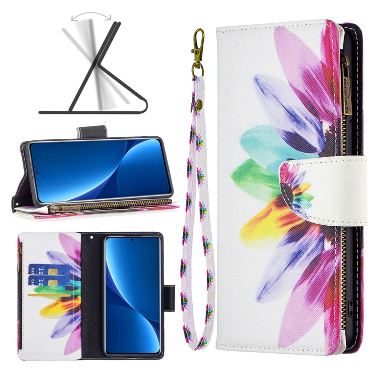 Colored Drawing Pattern Zipper Leather Phone Case, For Xiaomi 12 Pro
