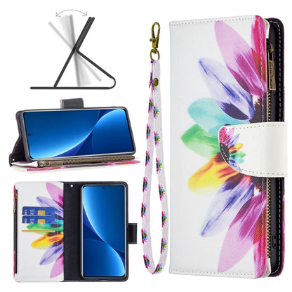 Colored Drawing Pattern Zipper Leather Phone Case, For Xiaomi 12 Pro