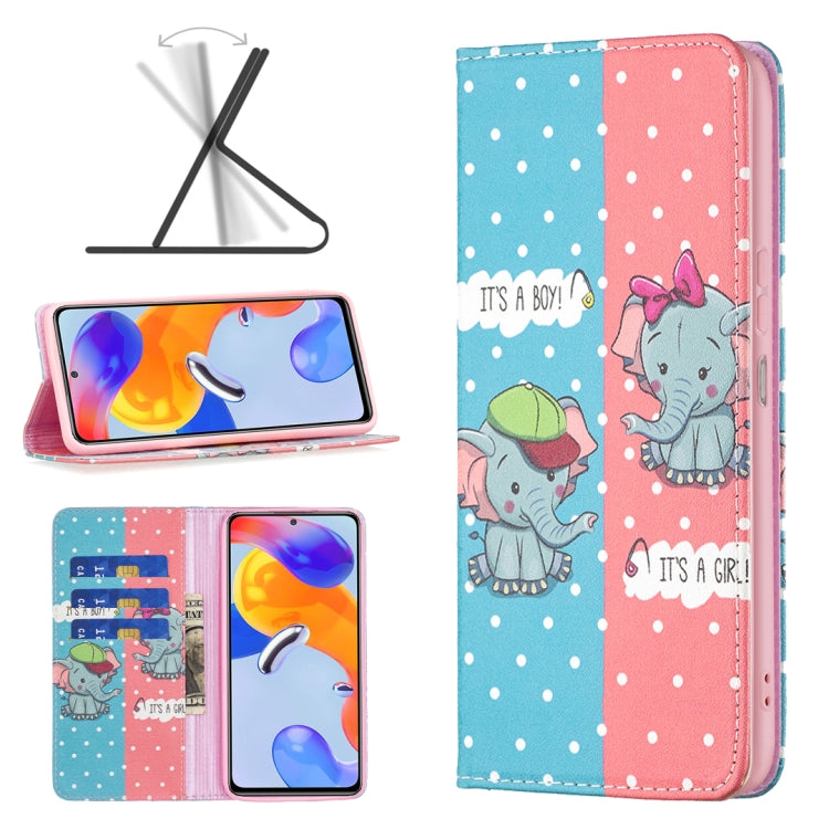 Colored Drawing Invisible Magnetic Leather Phone Case, For Xiaomi Redmi Note 11 Pro International
