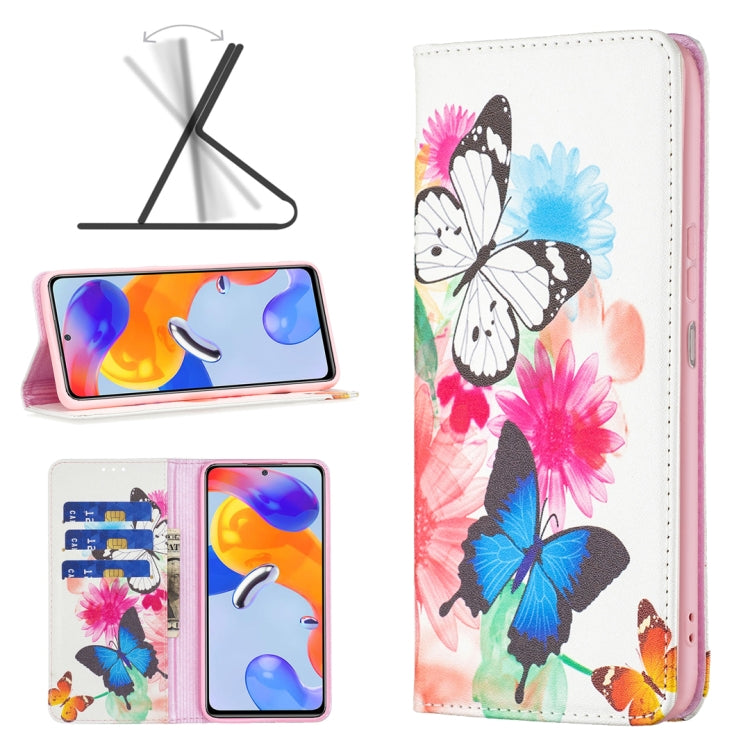 Colored Drawing Invisible Magnetic Leather Phone Case, For Xiaomi Redmi Note 11 Pro International