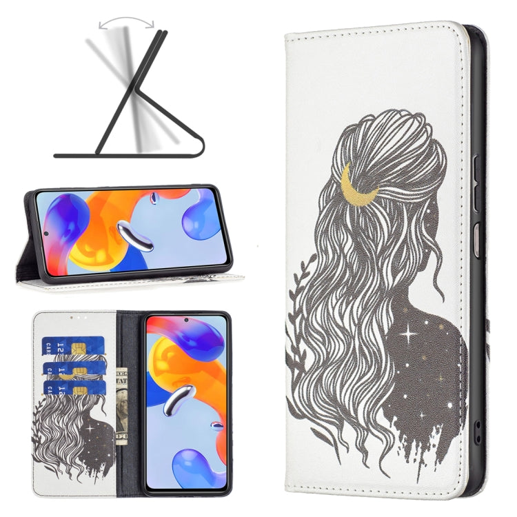 Colored Drawing Invisible Magnetic Leather Phone Case, For Xiaomi Redmi Note 11 Pro International