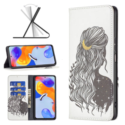 Colored Drawing Invisible Magnetic Leather Phone Case, For Xiaomi Redmi Note 11 Pro International