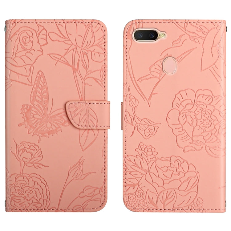 Skin Feel Butterfly Peony Embossed Leather Phone Case, For OPPO A7, For OPPO A8, For OPPO A9, For OPPO A15