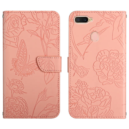 Skin Feel Butterfly Peony Embossed Leather Phone Case, For OPPO A7, For OPPO A8, For OPPO A9, For OPPO A15