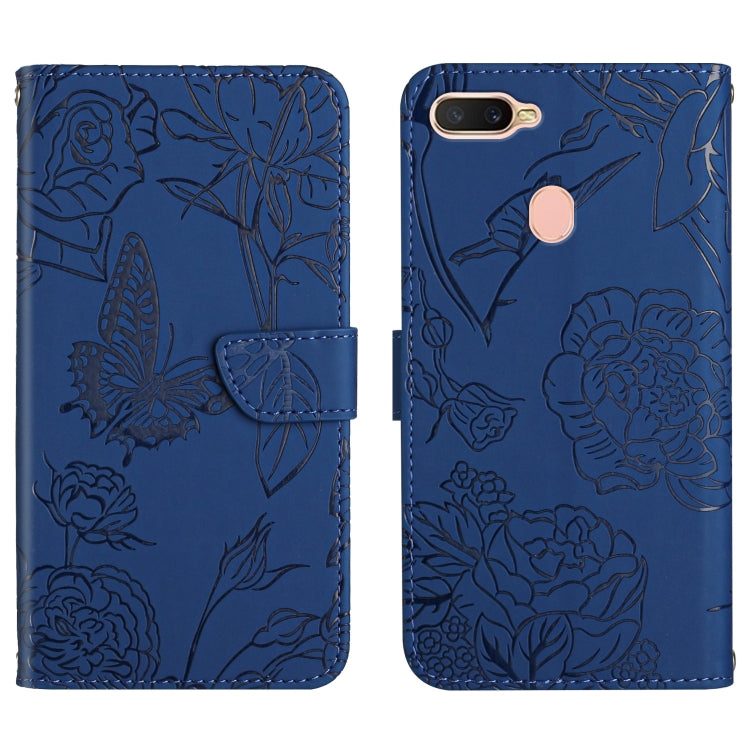 Skin Feel Butterfly Peony Embossed Leather Phone Case, For OPPO A7, For OPPO A8, For OPPO A9, For OPPO A15