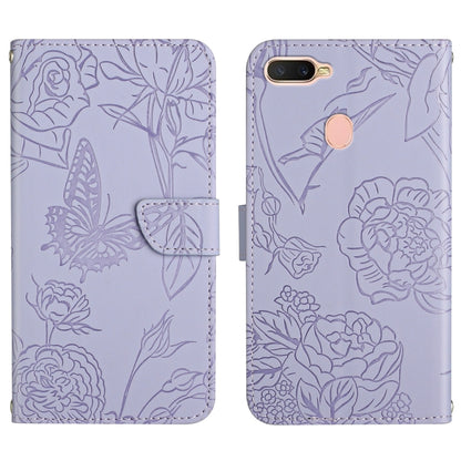 Skin Feel Butterfly Peony Embossed Leather Phone Case, For OPPO A7, For OPPO A8, For OPPO A9, For OPPO A15
