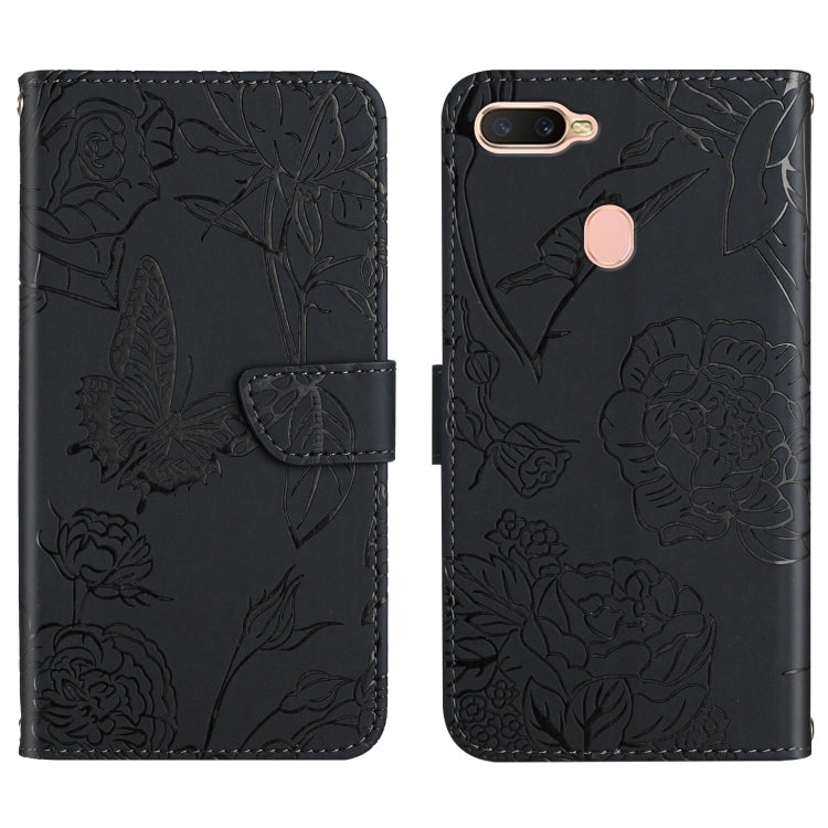 Skin Feel Butterfly Peony Embossed Leather Phone Case, For OPPO A7, For OPPO A8, For OPPO A9, For OPPO A15