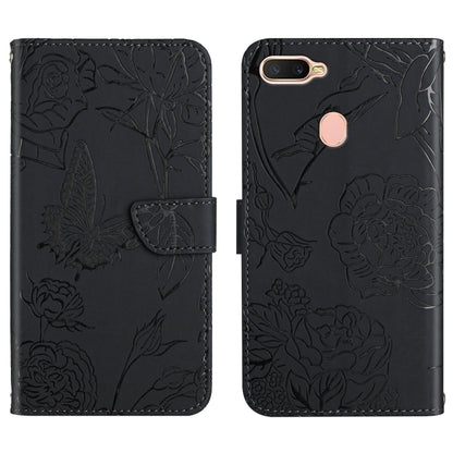 Skin Feel Butterfly Peony Embossed Leather Phone Case, For OPPO A7, For OPPO A8, For OPPO A9, For OPPO A15