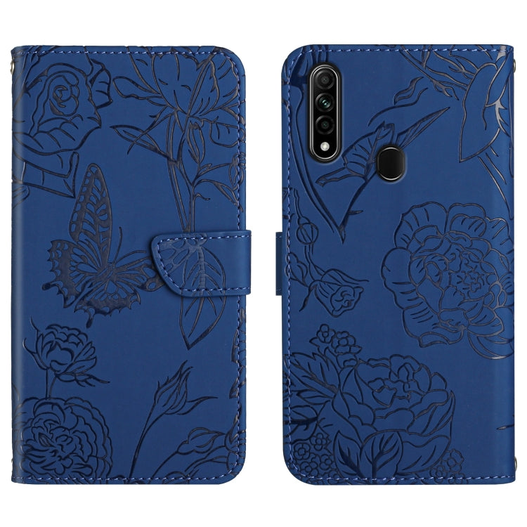 Skin Feel Butterfly Peony Embossed Leather Phone Case, For OPPO A7, For OPPO A8, For OPPO A9, For OPPO A15