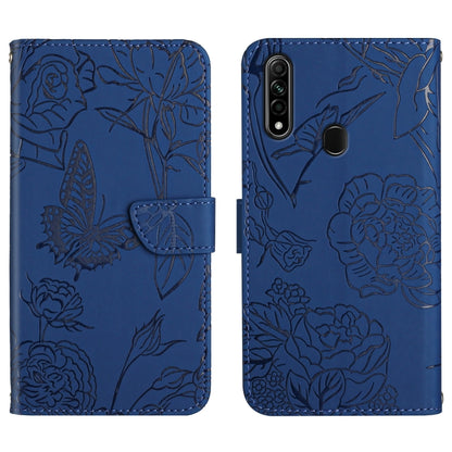 Skin Feel Butterfly Peony Embossed Leather Phone Case, For OPPO A7, For OPPO A8, For OPPO A9, For OPPO A15