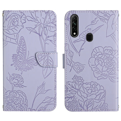 Skin Feel Butterfly Peony Embossed Leather Phone Case, For OPPO A7, For OPPO A8, For OPPO A9, For OPPO A15