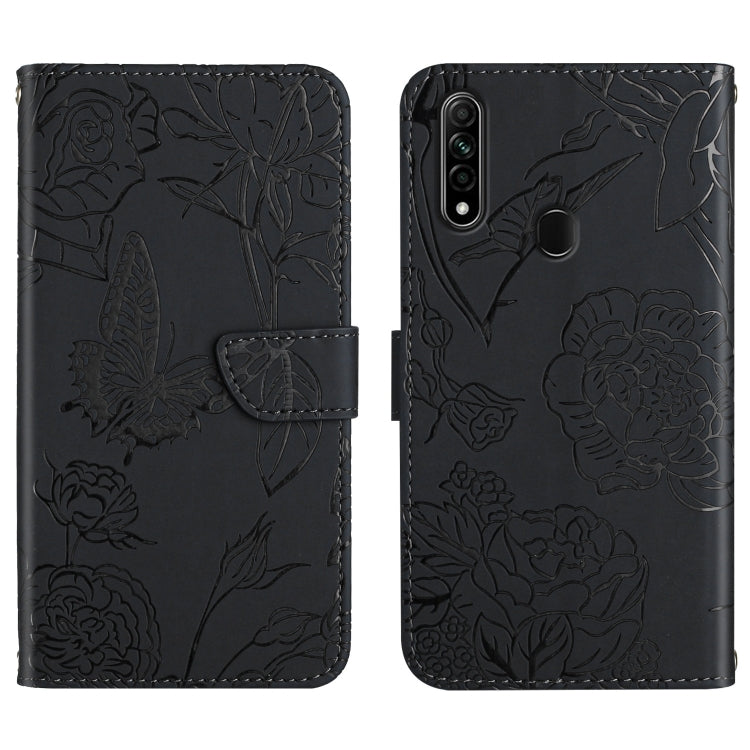 Skin Feel Butterfly Peony Embossed Leather Phone Case, For OPPO A7, For OPPO A8, For OPPO A9, For OPPO A15