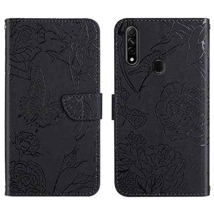 Skin Feel Butterfly Peony Embossed Leather Phone Case, For OPPO A7, For OPPO A8, For OPPO A9, For OPPO A15