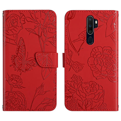 Skin Feel Butterfly Peony Embossed Leather Phone Case, For OPPO A7, For OPPO A8, For OPPO A9, For OPPO A15