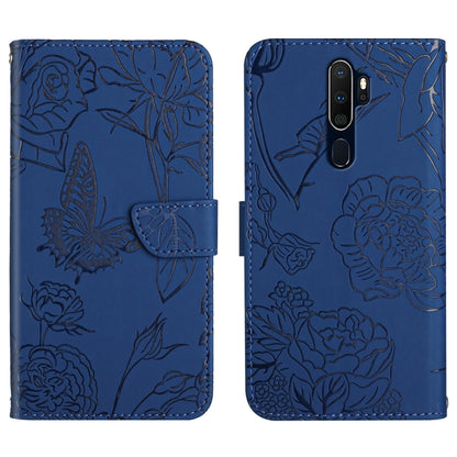 Skin Feel Butterfly Peony Embossed Leather Phone Case, For OPPO A7, For OPPO A8, For OPPO A9, For OPPO A15