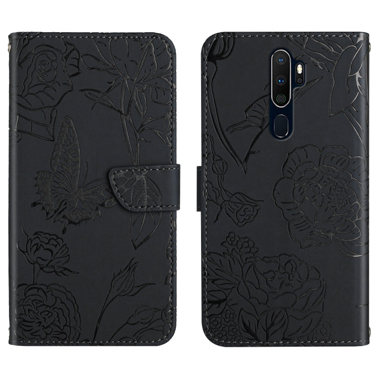 Skin Feel Butterfly Peony Embossed Leather Phone Case, For OPPO A7, For OPPO A8, For OPPO A9, For OPPO A15