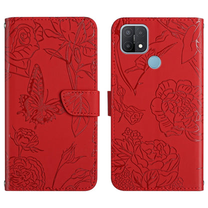 Skin Feel Butterfly Peony Embossed Leather Phone Case, For OPPO A7, For OPPO A8, For OPPO A9, For OPPO A15