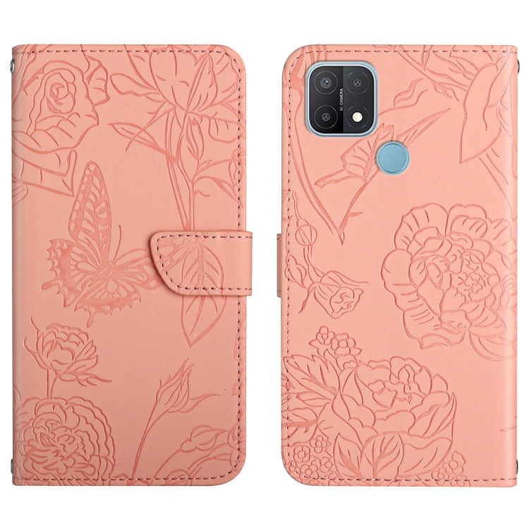 Skin Feel Butterfly Peony Embossed Leather Phone Case, For OPPO A7, For OPPO A8, For OPPO A9, For OPPO A15