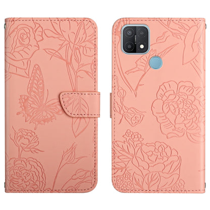 Skin Feel Butterfly Peony Embossed Leather Phone Case, For OPPO A7, For OPPO A8, For OPPO A9, For OPPO A15