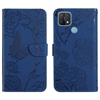 Skin Feel Butterfly Peony Embossed Leather Phone Case, For OPPO A7, For OPPO A8, For OPPO A9, For OPPO A15