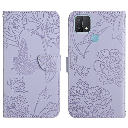 Skin Feel Butterfly Peony Embossed Leather Phone Case, For OPPO A7, For OPPO A8, For OPPO A9, For OPPO A15