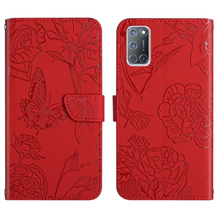 Skin Feel Butterfly Peony Embossed Leather Phone Case, For OPPO A52 / A72 / A92, For OPPO A53 4G, For OPPO A54 4G / A16, For OPPO A54 5G