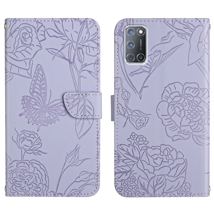Skin Feel Butterfly Peony Embossed Leather Phone Case, For OPPO A52 / A72 / A92, For OPPO A53 4G, For OPPO A54 4G / A16, For OPPO A54 5G