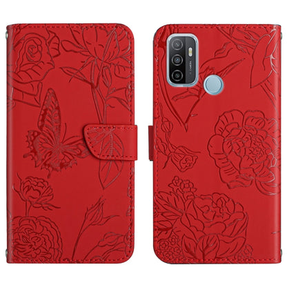 Skin Feel Butterfly Peony Embossed Leather Phone Case, For OPPO A52 / A72 / A92, For OPPO A53 4G, For OPPO A54 4G / A16, For OPPO A54 5G