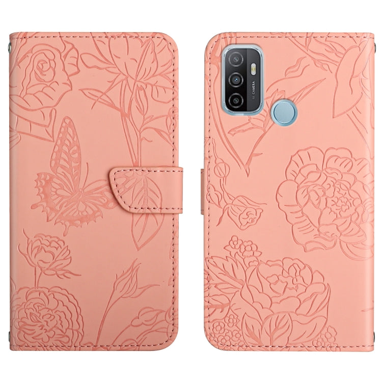 Skin Feel Butterfly Peony Embossed Leather Phone Case, For OPPO A52 / A72 / A92, For OPPO A53 4G, For OPPO A54 4G / A16, For OPPO A54 5G