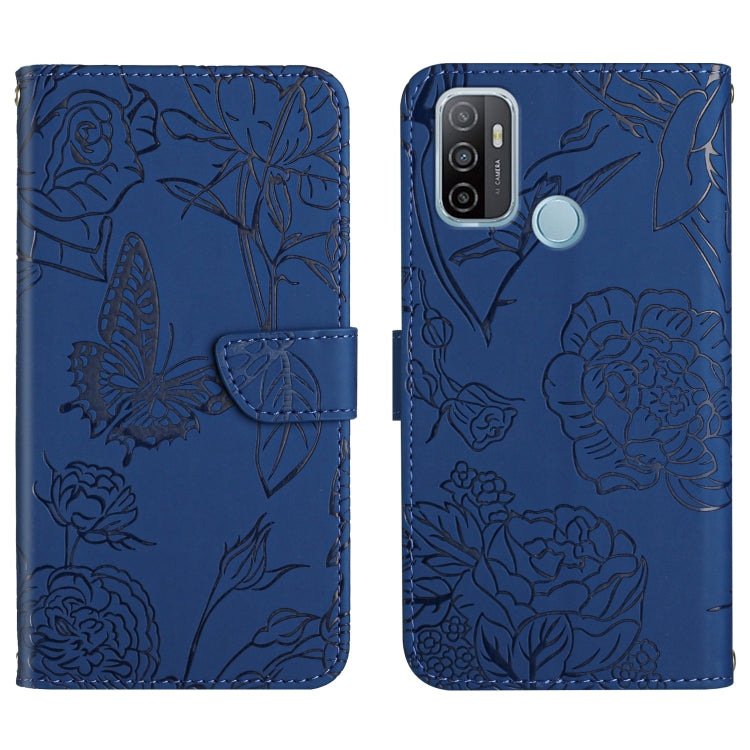 Skin Feel Butterfly Peony Embossed Leather Phone Case, For OPPO A52 / A72 / A92, For OPPO A53 4G, For OPPO A54 4G / A16, For OPPO A54 5G