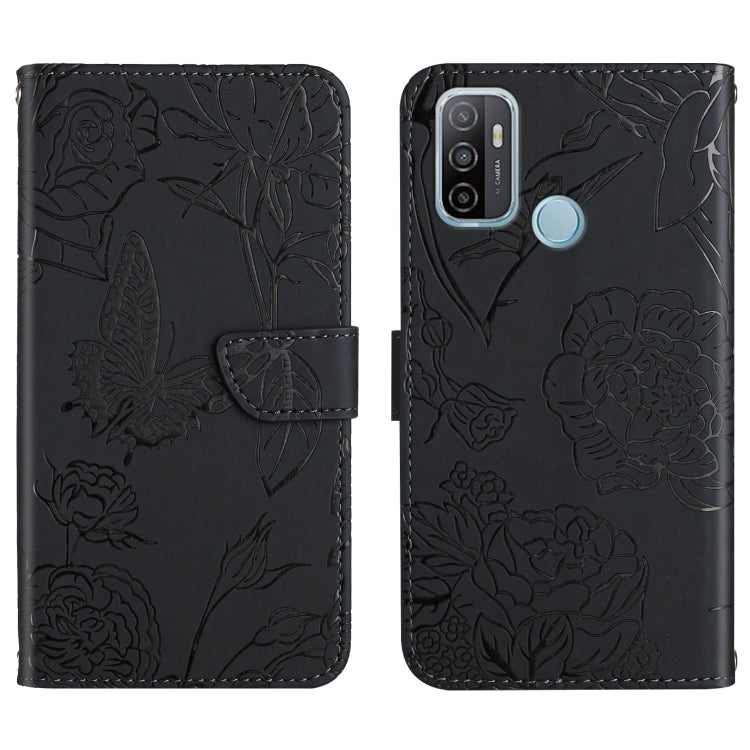 Skin Feel Butterfly Peony Embossed Leather Phone Case, For OPPO A52 / A72 / A92, For OPPO A53 4G, For OPPO A54 4G / A16, For OPPO A54 5G