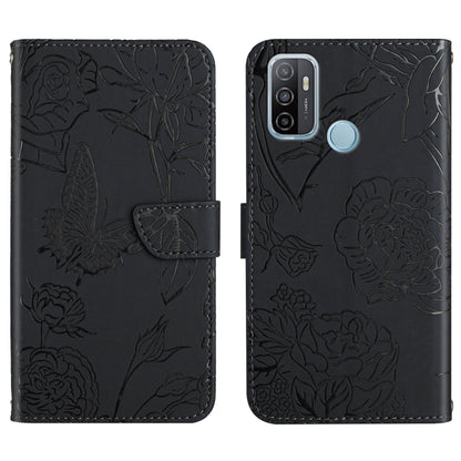 Skin Feel Butterfly Peony Embossed Leather Phone Case, For OPPO A52 / A72 / A92, For OPPO A53 4G, For OPPO A54 4G / A16, For OPPO A54 5G