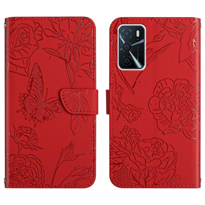 Skin Feel Butterfly Peony Embossed Leather Phone Case, For OPPO A52 / A72 / A92, For OPPO A53 4G, For OPPO A54 4G / A16, For OPPO A54 5G