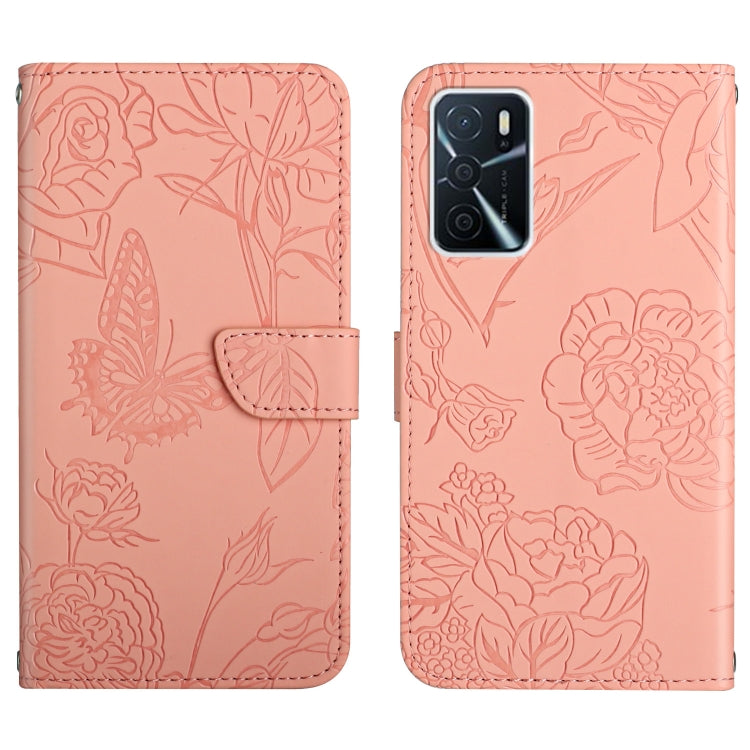 Skin Feel Butterfly Peony Embossed Leather Phone Case, For OPPO A52 / A72 / A92, For OPPO A53 4G, For OPPO A54 4G / A16, For OPPO A54 5G
