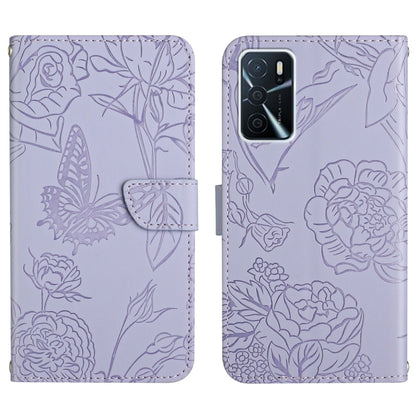 Skin Feel Butterfly Peony Embossed Leather Phone Case, For OPPO A52 / A72 / A92, For OPPO A53 4G, For OPPO A54 4G / A16, For OPPO A54 5G
