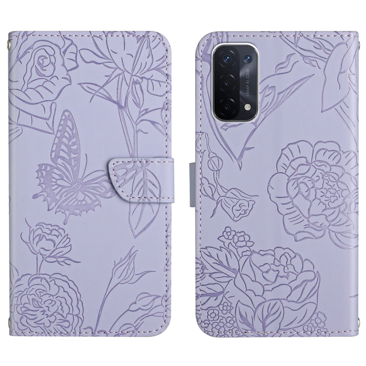 Skin Feel Butterfly Peony Embossed Leather Phone Case, For OPPO A52 / A72 / A92, For OPPO A53 4G, For OPPO A54 4G / A16, For OPPO A54 5G