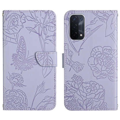 Skin Feel Butterfly Peony Embossed Leather Phone Case, For OPPO A52 / A72 / A92, For OPPO A53 4G, For OPPO A54 4G / A16, For OPPO A54 5G