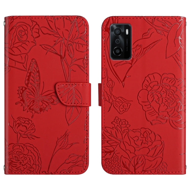 Skin Feel Butterfly Peony Embossed Leather Phone Case, For OPPO A55s, For OPPO A91, For OPPO A93s, For OPPO A94 4G