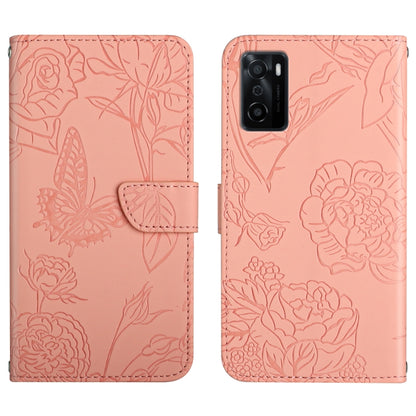 Skin Feel Butterfly Peony Embossed Leather Phone Case, For OPPO A55s, For OPPO A91, For OPPO A93s, For OPPO A94 4G