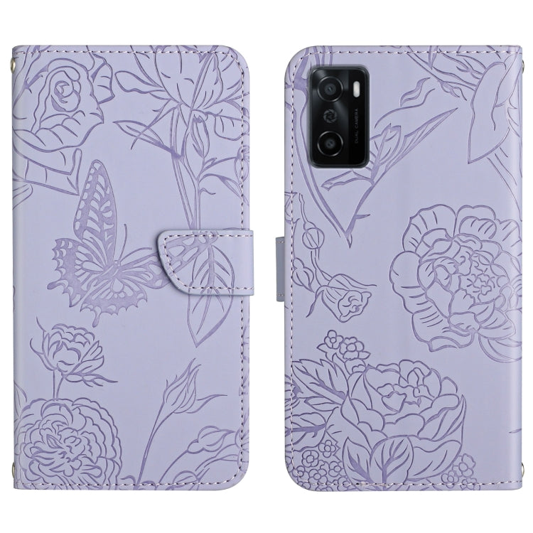 Skin Feel Butterfly Peony Embossed Leather Phone Case, For OPPO A55s, For OPPO A91, For OPPO A93s, For OPPO A94 4G