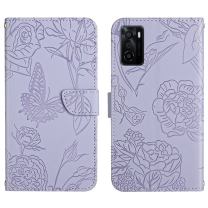 Skin Feel Butterfly Peony Embossed Leather Phone Case, For OPPO A55s, For OPPO A91, For OPPO A93s, For OPPO A94 4G