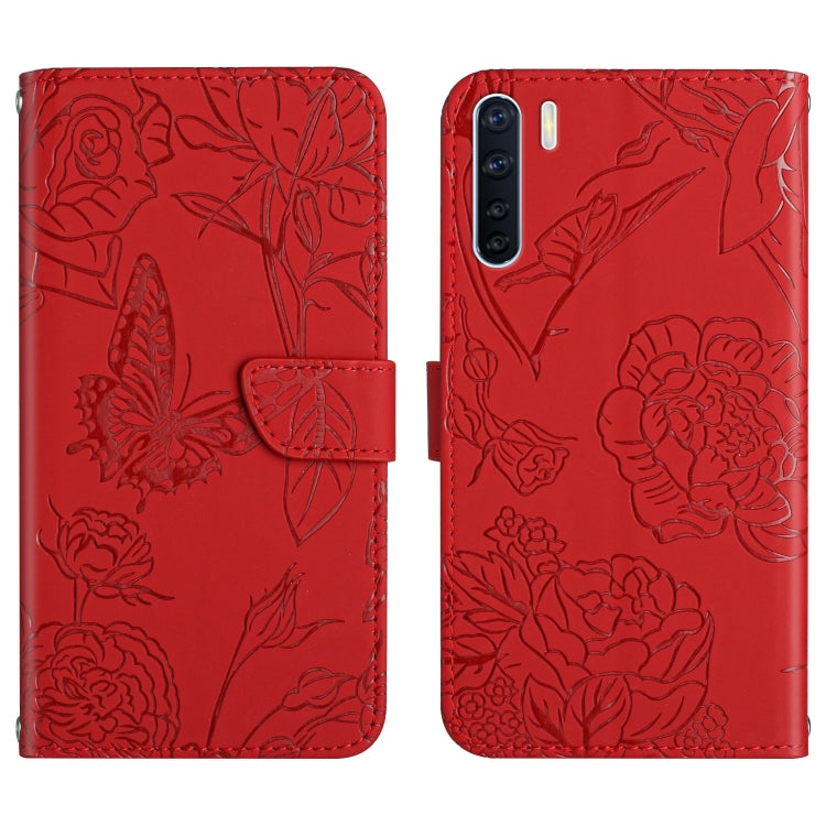Skin Feel Butterfly Peony Embossed Leather Phone Case, For OPPO A55s, For OPPO A91, For OPPO A93s, For OPPO A94 4G