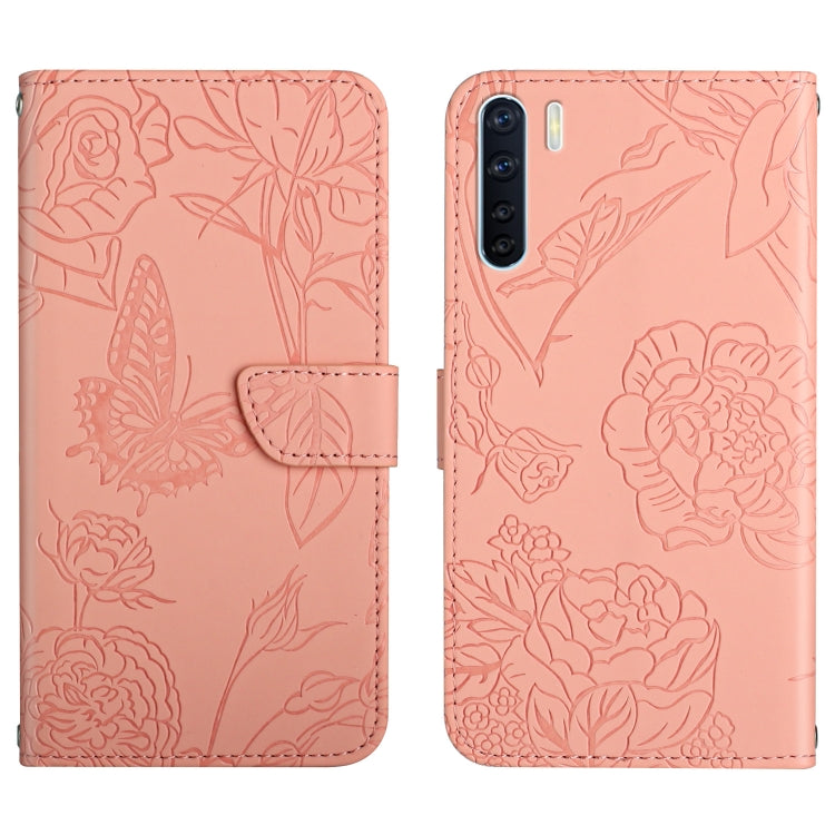 Skin Feel Butterfly Peony Embossed Leather Phone Case, For OPPO A55s, For OPPO A91, For OPPO A93s, For OPPO A94 4G
