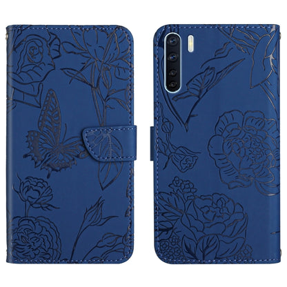 Skin Feel Butterfly Peony Embossed Leather Phone Case, For OPPO A55s, For OPPO A91, For OPPO A93s, For OPPO A94 4G