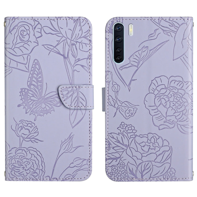 Skin Feel Butterfly Peony Embossed Leather Phone Case, For OPPO A55s, For OPPO A91, For OPPO A93s, For OPPO A94 4G